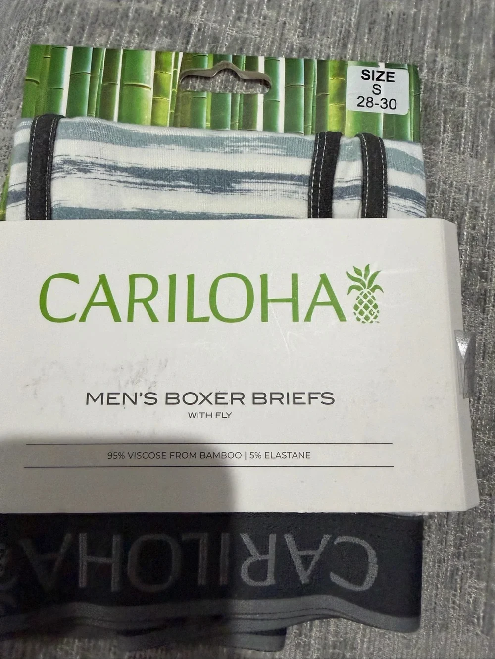 Cariloha Men’s Boxer Briefs – Blue & Gray Stripe, Size S
